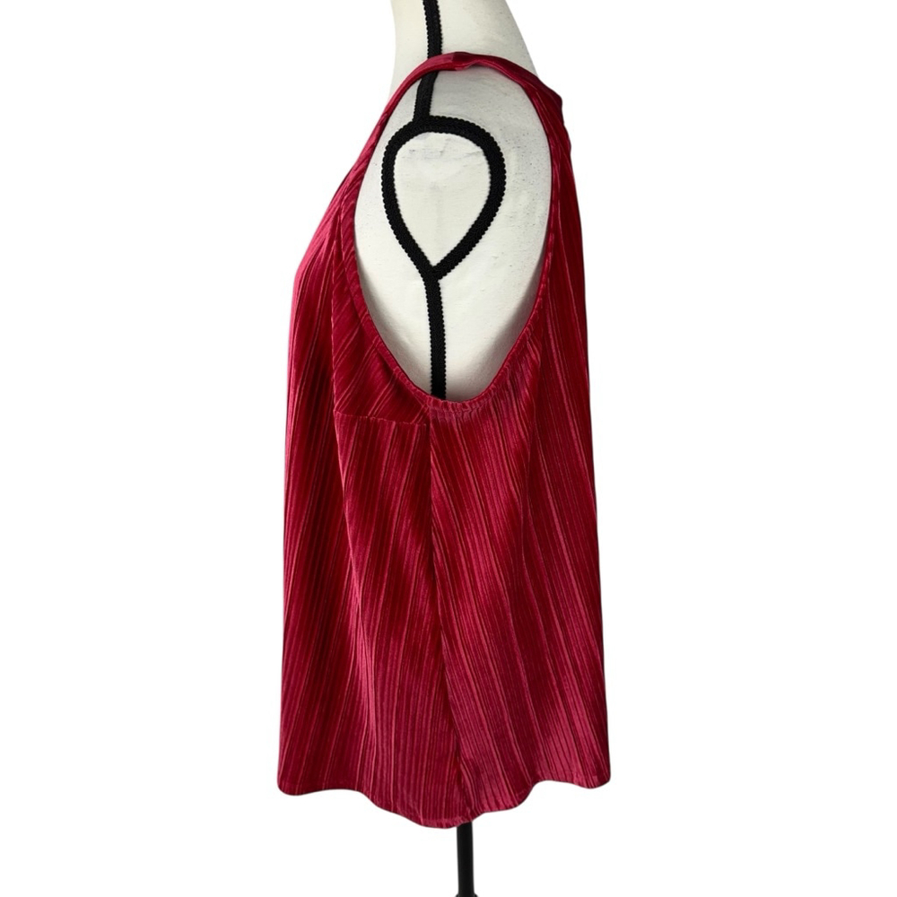 Torrid Velvet Pleated Goddess Tank Top Womens 0 Red Sleeveless Summer Casual - Picture 3 of 9